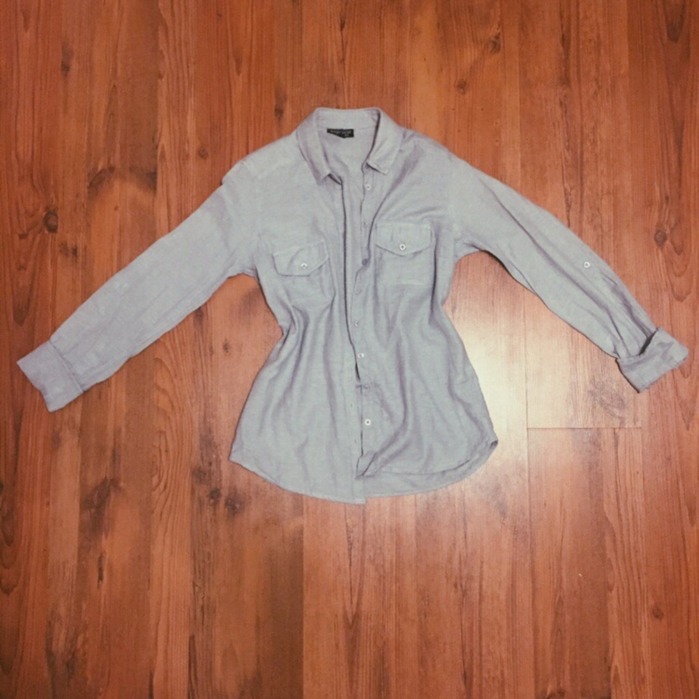 topshop grey button up top! ✨ - Picture 1 of 4
